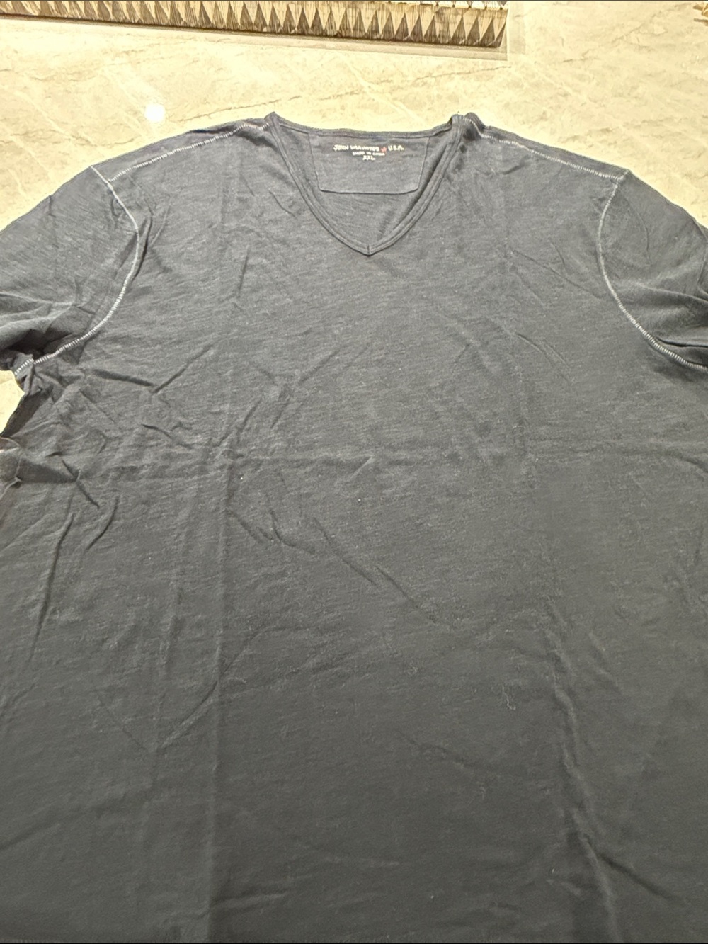 John Varvatos Men's V-Neck Short Sleeve Shirt - Navy Blue